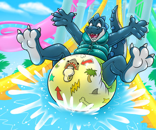 anthro big_diaper bodily_fluids clothed clothing diaper feet_up genital_fluids hands_up inflatable inflatable_diaper inflatable_vest looking_down male open_mouth pattern_diaper pool_toy pull-ups_(diaper) slide smile solo swim_vest tail unclean_diaper urine used_diaper water water_slide watersports wearing_diaper wet_diaper mapimoo_(artist) skipper_(zoran) animate_inanimate dinosaur living_inflatable prehistoric_species reptile saurischian scalie theropod tyrannosaurid tyrannosauroid tyrannosaurus tyrannosaurus_rex hi_res