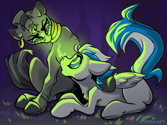 canon_x_oc duo female feral hooves hypnosis hypnotic_eyes looking_at_another looking_down looking_up male male/female mind_control raised_tail spiral spiral_eyes tail wings stirren friendship_is_magic hasbro my_little_pony mythology zecora_(mlp) equid equine mammal mythological_creature mythological_equine pegasus zebra hi_res