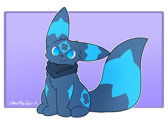 blue_body blue_eyes blue_fur bouncing feral fur happy looking_at_viewer male scarf smile solo tail tail_motion tailwag stealthyspirit nintendo pokemon nuke_(stealthyspirit) eeveelution generation_2_pokemon pokemon_(species) umbreon 2d_animation animated