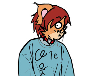 anthro blue_clothing clothing collar fur hair male orange_body orange_fur pattern_clothing red_collar red_hair solo arigel bust_portrait hi_res portrait