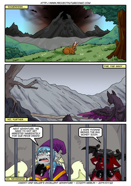 3_panel_comic anthro black_clothing black_gloves black_handwear blue_eyes blue_hair cloak clothing cuff_(restraint) dialogue dungeon duo fantasy feathered_wings feathers glistening glistening_clothing glistening_gloves glistening_handwear gloves hair handwear hat head_wings headgear headwear humor imprisoned latex latex_clothing latex_gloves latex_handwear male membrane_(anatomy) membranous_wings mountain plant prison purple_cloak purple_clothing restraints speech_bubble spots text tree unusual_wing_placement wings wizard_hat merlin-the-bruce project_future cubi_(race) felid mammal pantherine snow_leopard 2019 comic english_text url