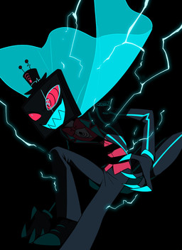 clothed clothing electricity electronics for_a_head hat headgear headwear male not_furry screen screen_face solo television enaic31 hazbin_hotel hellaverse vox_(hazbin_hotel) demon demon_humanoid humanoid object_head screen_head tv_head 2025 absurd_res digital_media_(artwork) hi_res