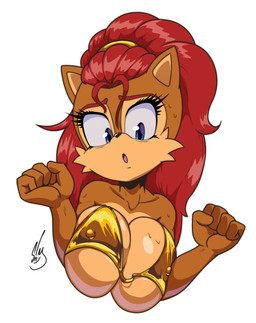 accessory anthro big_breasts bikini bikini_top blue_eyes breast_squish breasts brown_body brown_fur clothing collarbone eyebrows eyelashes female fur glistening glistening_breasts gold_bikini hair hair_accessory hairband nipple_outline open_mouth red_hair solo squish swimwear tan_body tan_fur two-piece_swimsuit barely_sly archie_comics golden_week sega sonic_the_hedgehog_(archie) sonic_the_hedgehog_(comics) sonic_the_hedgehog_(series) alicia_acorn chipmunk ground_squirrel mammal rodent sciurid 2026 hi_res