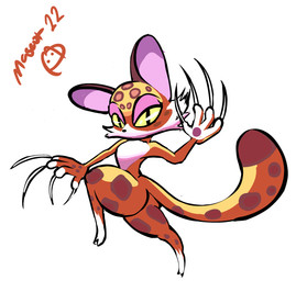 anthro claws countershading female long_tail looking_at_viewer mouthless shortstack solo tail thick_thighs mascot1063 kirby_(series) kirby_and_the_forgotten_land nintendo clawroline felid leopard mammal pantherine 2022 absurd_res digital_media_(artwork) hi_res