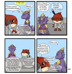 absurd_res bandai_namco comic deal dialogue digimon digimon_(species) duo english_text hi_res male monodramon ninjamon p.v.su text vee_stitch