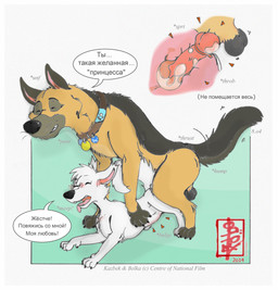 animal_genitalia animal_penis bodily_fluids border breed canine_genitalia canine_penis cervical_penetration cervix cum cum_in_uterus cum_inside dialogue dominant duo erection female female_penetrated feral feral_on_feral feral_penetrated feral_penetrating feral_penetrating_feral genital_fluids genitals impregnation intraspecies knot knotted_penis large_penetration larger_dom male male/female male_penetrating male_penetrating_female penetration penile penile_penetration penis sex size_difference size_play smaller_penetrated text uterus vaginal vaginal_penetration white_border fennec_(artist) space_dogs belka kazbek canid canine canis domestic_dog german_shepherd herding_dog mammal pastoral_dog russian_text translated