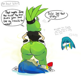 anthro asking asking_another backpack big_butt black_clothing black_shirt black_topwear blue_body blue_fur bottomless bottomless_female butt caption_box clothed clothing cough crossbar_emanata cuffs_(clothing) dialogue dialogue_with_sound_effects dominant dominant_female duo ear_piercing emanata escaping_text eyes_closed fart fart_cloud fart_fetish farting_in_mouth farting_on_face female floppy_ears footwear fur gloves green_body green_fur group hand_on_butt hands_on_hips handwear holding_nose laugh lying male male/female on_back on_ground onomatopoeia open_mouth piercing proud question quills_(anatomy) red_clothing red_footwear red_shoes requesting shirt shoes simple_background small_tail smelly sound_effects speech_bubble spiral spiral_eyes stink_fumes stink_lines tail talking_to_another text text_box time_lapse topwear torn_clothing torn_shirt torn_topwear trio unconscious white_background white_clothing white_gloves white_handwear wide_hips yellow_background yellow_clothing yellow_footwear yellow_shoes yes-no_question rushgob idw_publishing sega sonic_the_hedgehog_(comics) sonic_the_hedgehog_(idw) sonic_the_hedgehog_(series) kitsunami_the_fennec sonic_the_hedgehog surge_the_tenrec afrosoricid canid canine canis domestic_dog eulipotyphlan fennec_fox fox hedgehog hybrid mammal tenrec true_fox 2022 english_text hi_res