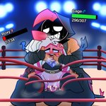 bdsm beaten_up blush bodily_fluids bondage bottomless bottomless_female bound cape clothed clothing competition cum cum_in_pussy cum_inside defeat_sex duo female fighting_ring forced gameplay_mechanics genital_fluids genitals gui hand_in_mouth health_bar hood_up male male/female penetration penis pussy rape sex sexual_competition sexual_fight size_difference smaller_female sweat vaginal vaginal_penetration softestpuffss nintendo pokemon cage_(royalchomper) roxy_(chikidoodlez) generation_5_pokemon generation_9_pokemon pokemon_(species) scrafty tinkaton