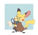 brown_body brown_eyes brown_fur clothed clothing footwear fur head_tuft holding_magnifying_glass holding_object holding_paper magnifying_glass male open_mouth paper red_cheeks shoes simple_background solo tuft yellow_body yellow_fur melchiarts disney nintendo pokemon the_great_mouse_detective basil_(disney) detective_pikachu generation_1_pokemon mammal pikachu pokemon_(species) rodent 2019 compression_artifacts crossover