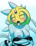 2019 big_breasts blush bra breasts clothed clothing digital_media_(artwork) eyes_closed female generation_4_pokemon hi_res humanoid latiar legendary_pokemon lingerie multi_tail nintendo nipples not_furry open_mouth panties partially_clothed pokemon pokemon_(species) pokemorph seductive simple_background solo tail teeth tongue tongue_out underwear undressing uxie