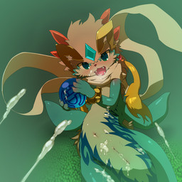 animal_genitalia bodily_fluids cum female genital_fluids genital_slit genitals solo konzaburou bandai_namco mythology tales_of_(series) tales_of_rebirth shaorune aquatic canid canine canis domestic_dog dragon hybrid mammal mythological_creature mythological_scalie scalie 1:1 hi_res source_request male_(lore)