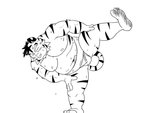 anthro belly bodily_fluids humanoid_hands kemono male moobs navel nipples overweight overweight_anthro overweight_male simple_background solo sumo sweat white_background oogamikennta felid mammal pantherine tiger 2016 4:3 monochrome