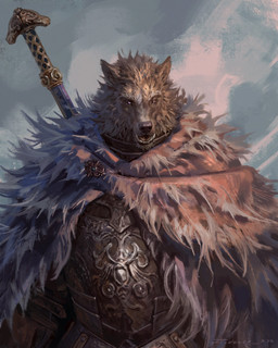 anthro armor breastplate clothing fur fur_coat grey_body grey_fur male melee_weapon purple_eyes solo sword weapon taran_fiddler elden_ring fromsoftware blaidd_(elden_ring) canid canine canis mammal wolf 2022 4:5 detailed hi_res
