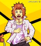 anthro beard bottomwear clothed clothing ear_piercing facial_hair fastener fully_clothed jacket jewelry looking_at_viewer male necklace pants parody piercing pin_(fastener) pose safety_pin shirt smile solo topwear shtarfish danganronpa danganronpa:_trigger_happy_havoc morenatsu spike_chunsoft leon_kuwata soutarou_(morenatsu) felid lion mammal pantherine 2013 artist_name colored