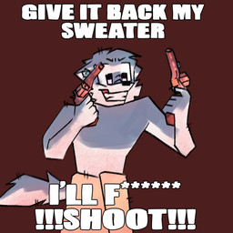 5_fingers angry anthro bared_teeth british fingers gums gun hair long_tail male ranged_weapon short_hair snout solo standing tail teeth threatening threatening_with_weapon towel towel_wrap weapon white_body valken_holmes thomas_(thomas's_story) canid canine canis mammal wolf hi_res meme