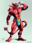 anthro biceps clothed clothing fur hair male muscular muscular_anthro muscular_male nipples open_mouth pecs piercing red_body red_fur simple_background smile solo summer summertime teeth tongue topwear underwear water bubbashiad nintendo pokemon felid feline generation_7_pokemon incineroar mammal pokemon_(species) 2021 absurd_res digital_media_(artwork) hi_res