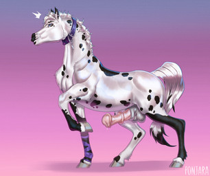 animal_genitalia animal_penis balls bodily_fluids collar equine_genitalia equine_penis erection feral fur genital_fluids genitals hooves male mane penis precum precum_string simple_background smile solo tail teeth jaribka equid equine horse mammal digital_media_(artwork) hi_res