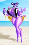 6_arms anthro beach beach_background big_breasts big_butt bikini black_bikini black_clothing black_swimwear breasts butt clothing condom doll eyewear female glistening glistening_body glistening_hair hair latex mitten_hands multi_arm multi_limb one-piece_swimsuit pattern_clothing photo_background pigtails purple_body purple_condom purple_skin reflective_body sexual_barrier_device sling_bikini smile solo sunglasses swimwear thick_thighs towel two-piece_swimsuit yellow_towel sillyseacreatur disney knick_knack pixar undertale undertale_(series) muffet sunny_miami animate_inanimate humanoid living_doll stroking_(disambiguation) absurd_res hi_res photography_(artwork)