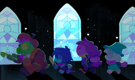 anthro black_background blue_body blue_hair cartoon_freckles clothing female freckled_face freckles green_body group hair hat headgear headwear inside male purple_body purple_hair simple_background window ache13337003 deltarune undertale_(series) gerson_boom_(deltarune) kris_dreemurr ralsei susie_(deltarune) human mammal scalie 2026