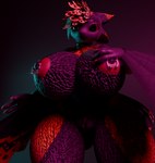 anthro big_breasts breasts collar feathers female fluffy genitals glare glistening glistening_eyes hand_on_breast huge_breasts nipple_piercing nipples nude piercing pussy red_body red_feathers simple_background solo thick_thighs wide_hips winged_arms wings troleaf24 blender_cycles avali 3d_(artwork) blender_(artwork) digital_media_(artwork) hi_res huge_filesize