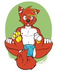 anthro black_nose clothing feet fur hair looking_at_viewer male nipples red_body red_fur red_hair simple_background solo tongue tongue_out underwear white_body white_fur yellow_eyes stickmanwww canid canine canis mammal wolf 2019 hi_res