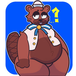 anthro arm_tuft beaver_tail belly belly_tuft big_belly blue_bow_tie bottomless bow_tie brown_body brown_fur buckteeth clothed clothing ellipsis facial_tuft fur hat headgear headwear lidded_eyes male overweight overweight_anthro overweight_male question_mark sailor_cap sailor_uniform shoulder_tuft simple_background solo standing tail teeth thick_thighs topwear topwear_only tuft uniform vest vest_only white_clothing white_hat white_headwear white_topwear white_vest sunnysideupe broadside_beach shipwrecked_64 bucky_beaver beaver mammal rodent 1:1 2026 hi_res portrait three-quarter_portrait