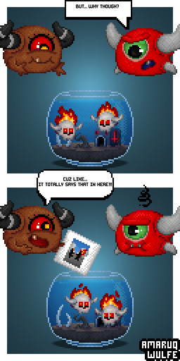 1_eye aquarium brown_body brown_skin dialogue fish_bowl flying green_eyes group horn red_body red_eyes red_skin simple_background speech_bubble toony trio vinyl_record vivarium amaruq_wulfe doom_(series) id_software microsoft pink_floyd cacodemon lost_soul pain_elemental waddling_head 1:2 absurd_res comic hi_res