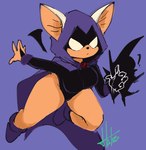 anthro breasts clothed clothing cosplay crossover_cosplay empty_eyes female footwear shoes simple_background solo superpowers tan_body tan_skin wide_hips hatsumiilkshake dc_comics sega sonic_the_hedgehog_(series) teen_titans raven_(dc) rouge_the_bat bat mammal 2023 crossover signature