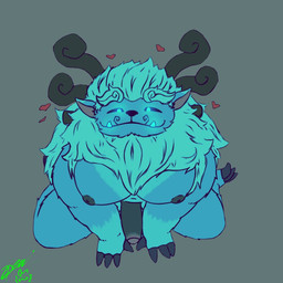 3_toes 4_fingers anthro antlers black_nipples black_nose black_sclera blue_body blue_eyes blue_fur claws dark_penis erection eyebrows feet finger_claws fingers foreskin fur genitals glowing glowing_eyes grey_background hands_on_ground heart_symbol horn humanoid_genitalia humanoid_penis looking_at_viewer looking_up looking_up_at_viewer male mane moobs multicolored_penis nipples no_pupils overweight overweight_anthro overweight_male partially_retracted_foreskin penis pink_inner_ear pink_penis simple_background smile solo text thick_eyebrows toe_claws toes tusks white_body white_fur demi_owo league_of_legends riot_games tencent willump_(lol) yeti 1:1 2025 artist_name digital_drawing_(artwork) digital_media_(artwork) hi_res signature
