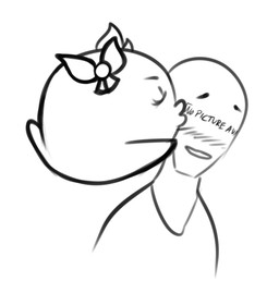 accessory blush bow_(feature) bow_accessory bow_ribbon clothing duo eyes_closed female hair_accessory hair_bow hair_ribbon kissing male not_furry ribbons shirt topwear unknown_artist mario_bros nintendo paper_mario anon lady_bow boo_(mario) ghost human mammal spirit monochrome