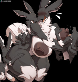 anthro anthro_on_anthro areola balls big_areola big_breasts big_penis biped black_body black_fur blush breasts claws countershade_torso countershading erection eyeless female finger_claws fingers forced front_view fur genitals group huge_areola huge_breasts huge_penis huge_thighs male male/female nipples nude nude_anthro nude_female nude_male penis size_difference small_waist smaller_male tail teeth thick_thighs tongue trio cooliehigh unknown_species 2026 digital_drawing_(artwork) digital_media_(artwork) hi_res