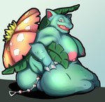 anthro anthrofied anus big_breasts breasts butt buttplug claws fangs female genitals green_body mature_female nipples open_mouth open_smile plug_(sex_toy) pokemorph pussy red_eyes sex_toy simple_background smile solo teeth tongue tolerain nintendo pokemon generation_1_pokemon pokemon_(species) venusaur absurd_res hi_res