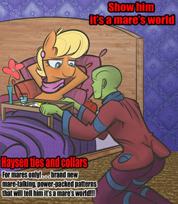 bald bed clothed clothing duo female furniture male mature_female pillow text tray nignogs friendship_is_magic hasbro my_little_pony anon ms._harshwhinny_(mlp) equid equine horse human mammal pony english_text hi_res