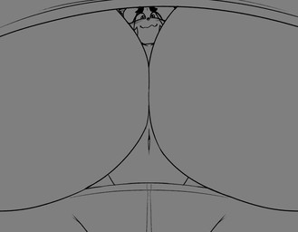 anthro big_breasts bottomwear breasts clothing eyebrows female hair huge_breasts hyper hyper_breasts looking_at_viewer navel solo topwear colacoot cola_bandicoot bandicoot mammal marsupial 2024 hi_res monochrome