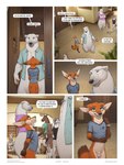 animal_genitalia anthro balls bear blue_eyes bottomless bottomless_female bottomless_male brown_body brown_fur canid canine canis casual_exposure clock clothed clothing comic deer detailed_background dialogue domestic_dog duo english_text female femboy fox fully_sheathed fur genitals group hi_res husky jayden_coultier_(zaush) larger_male male male/male mammal moose new_world_deer nordic_sled_dog orange_body orange_fur polar_bear red_fox sheath shirt short_tail size_difference smaller_male smile smiling_at_each_other social_nudity spitz tail teasing text the_bottomless_district topwear true_fox ursine watch white_body white_fur wristwatch zaush