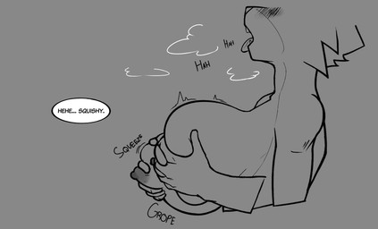 ambiguous_gender anthro biped blush breast_grab breasts breath dialogue disembodied_hand duo female grope hand_on_breast husband_and_wife married_couple nipple_fetish nipple_pinch nipple_play panting pinch romantic romantic_couple side_view sound_effects text tongue tongue_out ghozt arthur_(ghozt) lucy_(ghozt) domestic_cat felid feline felis mammal absurd_res english_text hi_res monochrome