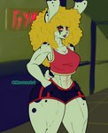 afro anthro breasts cleavage clothed clothing facial_piercing female fitness lips makeup midriff muscular muscular_anthro muscular_female nose_piercing nose_ring piercing ring_piercing septum_piercing septum_ring solo tongue tongue_piercing morusaart tamago_(morusaart) lagomorph leporid mammal rabbit absurd_res hi_res