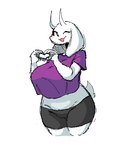 anthro biped breasts clothed clothing female gesture heart_gesture looking_at_viewer one_eye_closed open_mouth simple_background solo white_background white_body rottenarmor undertale undertale_(series) toriel boss_monster_(undertale) bovid caprine goat mammal