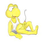 anthro balls bodily_fluids clothed clothing cum cumshot ejaculation genital_fluids genitals male masturbation open_mouth pantsless partially_clothed penis relaxed_expression shell-less sitting solo twerpishimp mario_bros nintendo koopa koopa_troopa reptile scalie turtle 1:1 hi_res