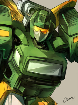 autobot green_body machine not_furry simple_background solo standing yellow_eyes marvor009 hasbro takara_tomy transformers hoist_(transformers) cybertronian humanoid living_machine robot 2015 digital_media_(artwork)