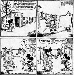 4_fingers anthro bottomwear clothed clothing dialogue duo eyelashes female fingers footwear gloves handwear high_heels male motion_lines open_mouth outside shoes skirt socks speech_bubble tail text tongue walt_disney_(artist) win_smith disney public_domain mickey_mouse minnie_mouse mammal mouse murid murine rodent 1930 20th_century absurd_res ancient_art black_and_white comic dated english_text hi_res monochrome signature