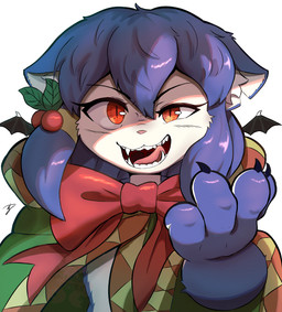 accessory ambiguous_anthro ambiguous_gender anthro beckoning blue_body blue_ears blue_fur blue_hair bow_(feature) bow_accessory bow_ribbon claws cloak clothed clothing countershade_fur countershade_hands countershade_torso countershading eyelashes fangs finger_claws front_view fur gesture green_cloak green_clothing hair hair_accessory inner_ear_fluff kemono licking licking_lips licking_own_lips looking_at_viewer multicolored_body multicolored_fur neck_bow notched_ear open_mouth open_smile pink_nose pupils red_bow red_eyes red_ribbon simple_background slit_pupils smile solo teeth tongue tongue_out tuft two_tone_body two_tone_fur white_background white_body white_countershading white_fur white_inner_ear white_inner_ear_fluff suru56nee pino_(suru56nee) domestic_cat felid feline felis mammal 2025 bust_portrait colored digital_media_(artwork) hi_res portrait shaded signature watermark male_(lore)