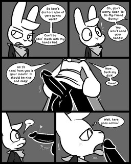 anthro balls big_penis black_balls black_body black_glans black_penis bottomless buckteeth cape clothed clothing dialogue dominant dominant_humanoid dominant_male ellipsis erection faceless_character faceless_humanoid faceless_male frown genitals glans heart_symbol humanoid_genitalia humanoid_penis jacket kerchief licking long_sleeves male motion_lines onomatopoeia open_clothing open_jacket open_topwear oral penile penis penis_lick raised_robe robe sex shadow_penis shirt sound_effects speech_bubble submissive submissive_anthro submissive_male teeth text thought_bubble throbbing throbbing_penis tongue topwear ultilix leo_the_magician wes_(ultilix) humanoid lagomorph leporid mammal rabbit shadow_creature 2025 comic english_text monochrome multiple_scenes