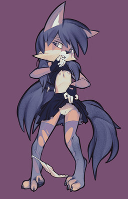 3_toes 5_fingers black_claws breasts claws dark feet female fingers flashing genitals kemono nude pawpads small_breasts solo toe_claws toes vulva quinto canid canine canis mammal wolf absurd_res hi_res