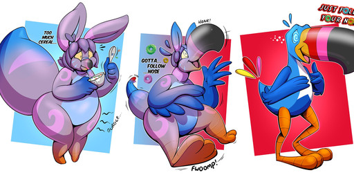 3_fingers 3_toes 4_fingers abstract_background ambiguous_gender anthro base_one_layout basic_sequence beak big_beak big_ears blue_body blue_feathers bowl cereal container dialogue eating ellipsis feathers featureless_crotch feet fingers food glistening hair hypnosis latex linear_sequence long_ears male markings mascot mid_transformation milk mind_control nude one_row_layout onomatopoeia open_mouth purple_body purple_hair simple_background smile solo sound_effects spiral spiral_eyes standing text thick_thighs three_frame_image three_frame_sequence toes transformation transformation_sequence white_body yellow_eyes yellow_sclera redflare500 froot_loops kellogg's nystre_(character) toucan_sam avian bird domestic_cat felid feline felis mammal toucan 2020 digital_drawing_(artwork) digital_media_(artwork) english_text hi_res sequence