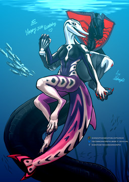 4_toes 5_fingers anthro apode arm_markings bare_breasts belly big_breasts black_body black_breasts black_neck black_sclera black_skin body_pattern breasts chest_markings claws dancing duo exoskeleton eye_contact featureless_breasts feet female female/female female_anthro fin fingers glowing glowing_claws glowing_eyes glowing_hood glowing_markings glowing_symbol grey_belly grey_body grey_breasts hand_holding heart_symbol interspecies legless long_claws long_neck looking_at_another looking_at_partner markings metallic_body multicolored_body multicolored_tail non-mammal_breasts nude nude_anthro nude_female pink_body pink_skin pupils purple_belly purple_body purple_claws purple_skin red_claws red_eyes red_markings scales segmented_neck segmented_tail serpentine shoulder_markings small_breasts smile smiling_at_another smiling_at_partner snake_hood swimming symbol_on_chest synthetic_muscles tail tail_fin tail_pattern text toes underwater unusual_pupils ventral_scales waltz_(dance) water white_body white_head white_skin xenthetechnomorph xen_(xenthetechnomorph) aquatic cetacean cobra dolphin draconcopode mammal naga reptile robot_anthro scalie snake snake_naga toothed_whale 2026 absurd_res dated digital_media_(artwork) english_text hi_res signature trans_(lore) trans_woman_(lore)