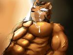 abs anthro athletic bengal_tiger biceps big_muscles big_penis black_body black_fur black_nose blue_eyes blush bodily_fluids brown_body brown_fur countershading cum cum_in_mouth cum_inside cum_on_chest cum_on_face cum_string cumshot disney duo ejaculation erection fangs felid fur genital_fluids genitals human human_on_anthro humanoid_genitalia humanoid_penis interspecies leaking lying male male/male mammal manly markings muscular muscular_male nude on_back one_eye_closed orgasm pantherine pecjob pecs penis pose sex shere_khan size_difference standing stripes talespin teeth tiger vein zoharwolf