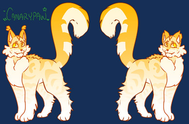 ambiguous_gender fangs feral fluffy fluffy_tail fur long_ears long_tail smile solo standing tail teeth torn_ear yellow_body yellow_eyes yellow_fur young young_feral snuffkitt3n warriors_(book_series) canarypaw_(snuffkitt3n) fan_character domestic_cat felid feline felis mammal 2025 alpha_channel flat_colors trans_(lore) trans_man_(lore)
