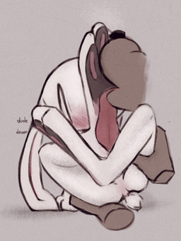 anthro big_feet blush crossed_legs duo ears_down feet feet_up flustered foot_fetish foot_lick foot_play holding_leg leg_grab licking long_tongue male male/male paws pivoted_ears size_difference small_tail spread_legs spreading tail text tongue white_body miii_cho sam_and_max max_(sam_and_max) samuel_dog lagomorph leporid mammal rabbit 3:4