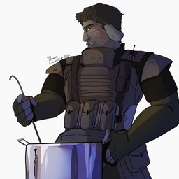 biped bulletproof_vest chef clothing cooking cooking_pot electronics facial_scar gear load_bearing_equipment male male_humanoid military radio scar solo standing stirring tactical_gear topwear vest tilanrra lem(lemonsv2) humanoid orc 1:1 hi_res